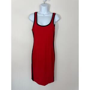 Iris Red & Black Trim Bodycon Tank Dress Size M